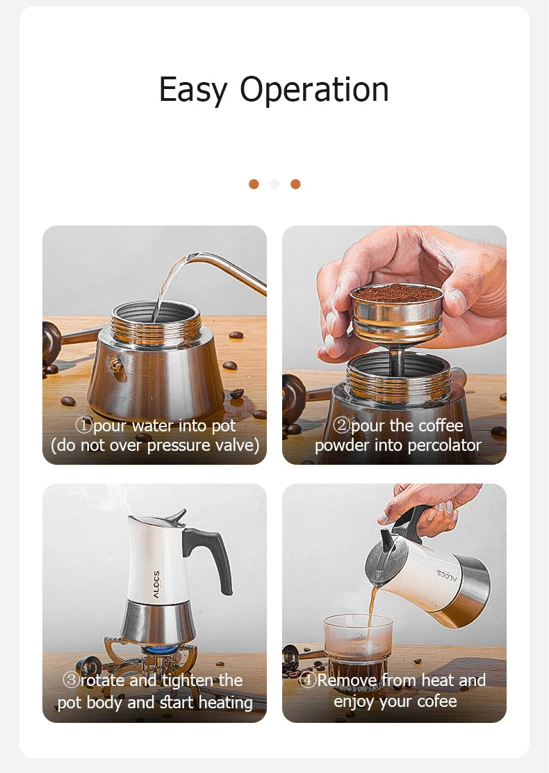 Moka Pot Stove Top Espresso Coffee Maker - 200ml