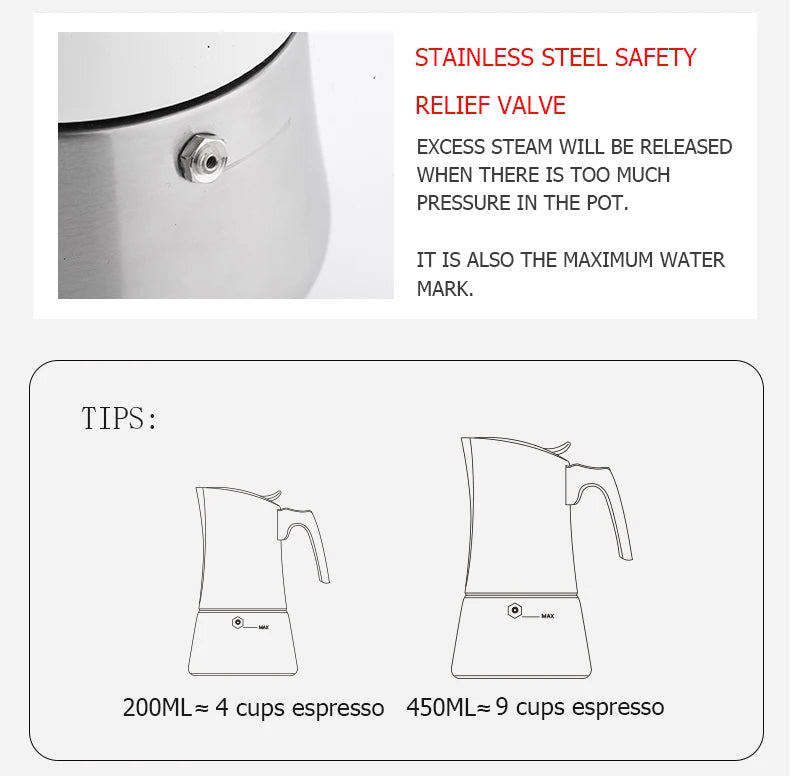 Moka Pot Stove Top Espresso Coffee Maker - 200ml