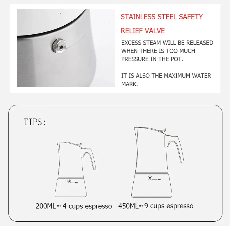 Moka Pot Stove Top Espresso Coffee Maker - 450ml