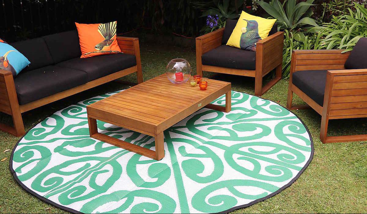 Korero Design Recycled Mat - green white camping, picnics, classrooms, beach, gifts