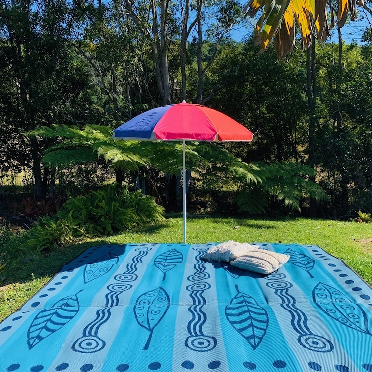 GUMLEAVES & WATERHOLES Design Mat - BLUE 3.0m x 3.0m