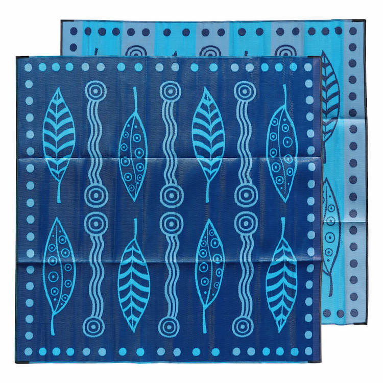GUMLEAVES & WATERHOLES Design Mat - BLUE 3.0m x 3.0m