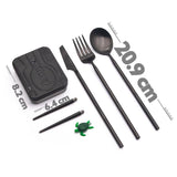 outlery, full, set, reusable, travel, cutlery, set, black, measurements, size