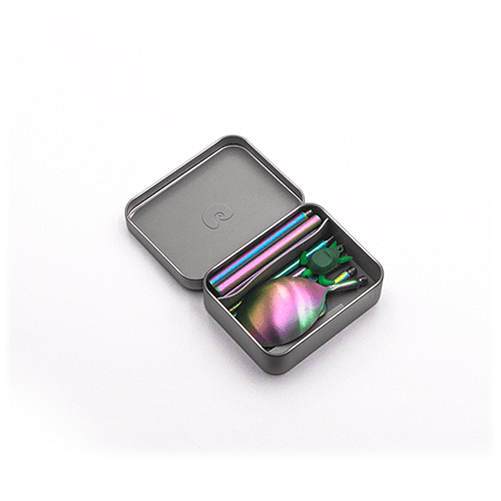 outlery, reusable, travel, cutlery, set, rainbow, multi, compact, portable, folded, packaged