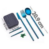 outlery, set, reusable, travel, cutlery, full, size, blue