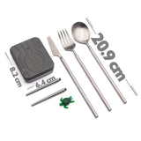 outlery, full, set, reusable, travel, cutlery, set, silver, stainless, steel, measurements, size