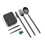 outlery, full, set, reusable, travel, cutlery, set, black, plastic free, compact